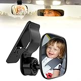 MCTNCT Rückspiegel Baby Auto, 360° Schwenkbar Baby Rücksitzspiegel mit Gefederten Clips, Bruchsicherer Autospiegel für Meisten Auto, Schwarz