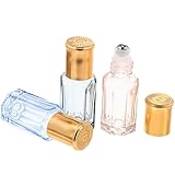 TOYANDONA 4 Stück 3 ml Rollkugelflaschen aus Glas mit Goldenem Deckel Nachfüllbare Parfüm und Ölbehälter Farbige Reise Rollflaschen für Ätherische Öle und Duftstoffe