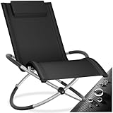 tectake® Outdoor Schaukelstuhl klappbar, Liegestuhl wetterfest, Relaxliege, belastbar bis 150kg, ergonomischer Relaxsessel, Möbel für Garten, Balkon, Sauna, Terrasse (schwarz)