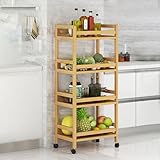 Rollwagen aus Holz – 2-stöckiger Küchenwagen für Obst, Gemüse und Gewürze – stilvolles und funktionales Design