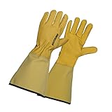 ROSTAING Handschuhe ROSERAIE - Ein Paar lange Handschuhe aus Leder - Alle Arbeiten in trockener und feuchter Umgebung - Schneiden von Rosen und kleineren Dornensträuchern - Unterarmschutzmanschette