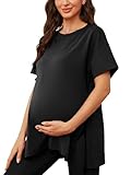 Love2Mi Damen Umstandstop Kurzarm Umstandsmode Umstandskleidung Tops Schwangerschaft Umstands T-Shirt