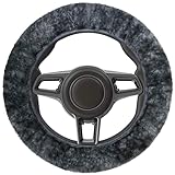 WALSER Lammfell Lenkradbezug Auto, 100% Lammfell Lenkradschutz Auto, Auto Lenkradbezug, Lenkradbezug Fell, Lenkrad Bezug, Auto Winter Zubehoer, Lenkradbezug Winter, Lenkrad Wärmer anthrazit 19545
