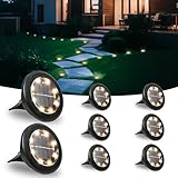 Hqynss 8 Stück Solar Bodenleuchten Aussen, 8 LED Solarleuchten Garten, Gartenbeleuchtung Solar IP65 Wasserdicht Lange Lebensdauer, Solarlampen für außen Garten Rasen Auffahrt Gehweg Patio, Warmweiß