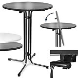 Beautissu Stehtisch klappbar 80 cm Schwarz Bellini – Kratzfest Stabil Wetterbeständig – Stehtische Outdoor Bistrotisch Rund Montage leicht Halterung vormontiert– Biertisch Partytisch Klappbar Bartisch