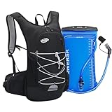 Trinkrucksack 20L Leichter Atmungsaktiver Wasserrucksack mit 2L Wasserblase, Verstellbare Brustgurte, Laufen Trinkweste für Radfahren, Wandern, Klettern (Schwarz, 20L)