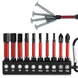 Aoreun Hex Schraubendreher Bit Set, 10 Stück 50mm Lange Magnetische PH2/PZ2 Hex S2 Stahl Bitsatz, Sechskantschaft Impact Schrauberbits Set, Zubehör für Akkuschrauber(H2.5-H8)