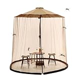 Genérico Sonnenschutznetz für den Außenbereich, Insektennetz aus Polyester, verstellbar, wiederverwendbar, mit doppelter Reißverschlusstür, für Outdoor-Sonnenschirme und Terrassentische