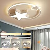 Weiße LED Deckenleuchte | Moderne Runde Kinderlampe | Sterne Sternenhimmel Kinderlicht | Ø55cm 48W | Dimmbar Mit Fernbedienung 2700K-6500K | Kinderzimmer Jungen Mädchen Deckenleuchte Schlafzimmer