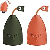 URAQT Ausziehbares Schlüsseletui,2 Stück Unisex Schlüsseltasche Tragbarer Ausziehbarer Autoschlüsselhalter PU Schlüsseletui Fall für Autoschlüssel Schlüsselmäppchen Hirsch-Orange+Grün