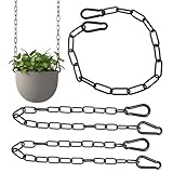 Kette, Schwarze Kette, 3 Stück Metallkette Edelstahl, 2.0 Mm Durchmesser, 50 Cm Länge, Mit M4*3 Karabinerhaken, Ideal Für Hundehalsband, Deko Und DIY Projekte