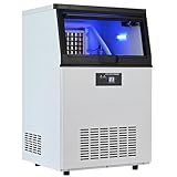 SHENGSHIYU Eiswürfelmaschinen Gastro,Tagesleistung 100kg,Eislagervolumen 15kg,Ice Maker Machine An Leitungswasser Anschließen,Eisdicke Einstellbar,1 Eisschaufel,Filter,Zufluss & Ablaufschlauch je