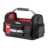 Wiltec faltbare Werkzeugtasche 40 x 20 x 28 cm bis 30 kg, Werkzeug Tasche 29 Fächer, Arbeitstasche mit Schultergurt, Transporttasche wasserresistent