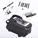 Safmafro Fahrrad-Reparatur-Set, inklusive wasserdichter Fahrradtasche, 16-in-1-Werkzeug, 100 psi-Mini-Fahrradpumpe, klebefreie Reifenreparatur, für Mountainbikes und Rennräder.