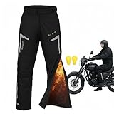 oFzimTo Motorradhose Herren CE Level 1 Protektoren – Wasserdicht Winddicht Winter Motorrad Überhose mit Thermofutter, reflektierenden Streifen für Touring & Pendeln (Schwarz,XL)
