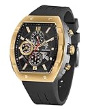 Paras Crown Armbanduhr für Herren, luxuriös, modisch, analog, Sportuhr mit Tonneau-Zifferblatt, wasserdicht, leuchtend, Quarz, Business-Armbanduhr, Gold