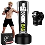 YORWHIN Aufblasbare Boxsack Erwachsene mit Boxhandschuhen, Boxsack Stehend Freistehende Kickboxsäcke Ausrüstung für das Training MMA Muay Thai Fitness zu verwenden