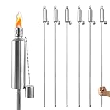 SUBTLETY 115cm Öl Gartenfackeln für Draußen Edelstahl Öllampe Fackeln mit 330ml Nachfüllbar Öl Tank Ölfackeln Brenndauer 6h Rostfrei Petroleumlampe für Balkon Garten Outdoor (6er Set)
