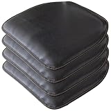 QmjdDymx 4Stück schwarzes Ledersitzkissen, rutschfeste weiche Esszimmerstuhlpolster, wasserdichtes Bürositzkissen für Bürostühle, Ledersitzkissen, 16x17 Zoll