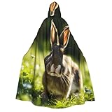 DUWAA Kapuzenmantel mit Hasen-Motiv, für Halloween, Cosplay, Umhang, Zauberer, Rabe, Cosplay-Kostüm
