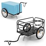 COSTWAY Fahrradanhänger, Lastenanhänger Klappbar mit Abdeckung & Kuppler & Reflektoren, Transportanhänger 60KG für Camping, Einkaufen, Umzug