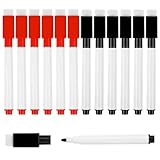 YCZCHE14 Whiteboard Marker, 12 Stück Whiteboard Stifte Magnetisch, Schwarz Rot Folienstift Abwischbar Fein Stifte mit Radiergummi für Büro, Schule, Zuhause