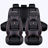 Auto Leder Sitzbezügesets, für Land Rover Discovery 2017-2022 5-Sitzer Non-Slip Wear-Resistant Auto Full Sets Protektoren Kissen,Luxurious Version-Black Red