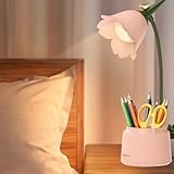 CEWROM LED Schreibtischlampe Kinder – Dimmbare Tischlampe mit 3 Farbtemperaturen, Stifthalter & Handyhalterung – USB Wiederaufladbar – Perfekt zum Lesen & Lernen – Augenschonende Leselampe
