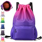 AUNGCSHE Turnbeutel Sportbeutel Mädchen Jungen, Schwimmtasche Kinder, Turnbeutel mit Kordelzug, Wasserdichter Rucksack, Sportrucksack, 33 * 16 * 49 cm Große Kinder Sporttasche (Lila)