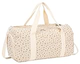 BTOOP Reisetasche für Mädchen, Kinder, Fitnessstudio, Sport, Damen, Workout, Reisetasche, Wochenendtasche, mit Schuhfach und Nassfach, Cord, Blumenmuster, Beige