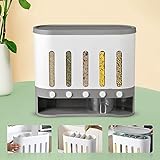Owneed 5 Fächern Cornflakes Spender Cereal Dispenser mit Messbecher, Cornflakesspender,mit Trennwand Transparentes und sichtbares Design für die Lagerung von schwarzem Reis, Mais, etc