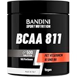 Bandini® VERZWEIGTKETTIGE AMINOSÄUREN BCAA 8 1 1 | 500 Tabletten mit fermentierten Aminosäuren, mit Vitamin B1 und B6 | 8.1.1 mit Leucin, Isoleucin, Valin | Intra-Pre-Post-Workout – Fürs Fitnessstudio