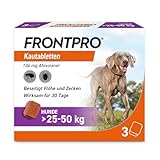 FRONTPRO Hund XL - Kautablette gegen Zecken & Flöhe (große Hunde 25 bis 50 kg) - 3X Kautabletten für 3 Monate Schutz