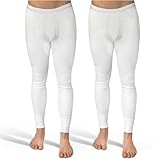 SES Lange Unterhosen Herren Doppelripp 2er Pack XL mit Eingriff & Weichbund aus Baumwolle/Bequeme Unterhosen Männer lang/weiße Herren Unterhosen langes Bein
