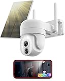 SYMYNELEC 2K Überwachungskamera Aussen Akku Solar, 5GHz/ 2.4GHz Kamera Überwachung Aussen, 360° PTZ Aussenkamera WLAN kabellos mit KI-Bewegungserkennung, Nachtsicht, Zwei-Wege-Audio, Alexa, IP65
