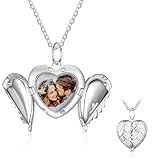 IKOPFLN Foto Bilder Halskette Öffnen Medaillon Halskette Edelstahl Blumen Muster Anhänger Amulett für Mutter Freundinnen Mädchen Geburtstags Geschenk Souvenir