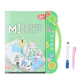 Spanisch Sprechendes Klangbuch, Interaktives Elektronisches Lernbuch für und Kleinkinder, Enthält 4 Spiele, Lesemodus, Mathematikblätter, Englisch und Spanisch, 11 Themen