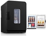 FOHERE 2 in 1 Mini Kühlschrank, 15L Kühlschrank für Zimmer mit Kühl- und Heizfunktion, DC/AC für Autos, Büros und Wohnheim, ECO-Low-Noise-Modus, für Kosmetik und Getränke, Schwarz