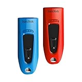 SanDisk Ultra USB 3.0 Flash- Laufwerk 64 GB (SecureAccess Software, Passwortschutz, Übertragungsgeschwindigkeit von bis zu 130 MB/s) Blau/Rot
