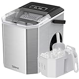 Silonn Eiswürfelmaschine mit Griff-Eiswürfelkorb – Tragbar & Selbstreinigend, Mini Ice Maker 9 Eiswürfel/6 Min. 12 KG/Tag, Eiswürfel einfach entnehmen und überall nutzen