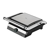 JATA JEGR1596 Elektrogrill und Grill mit geriffelten antihaftbeschichteten Platten, 29 x 23,6 cm, 2000 W, Kochen für alle Arten von Lebensmitteln, 180° Öffnung, neigbarer Deckel, Auffangschale