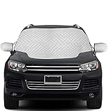 QcoQce Frontscheibenabdeckung, Windschutzscheibe Abdeckung Auto Scheibenabdeckung mit Seitenspiegelabdeckung Winter Magnetisch Frostabdeckung für Auto/SUVS (153×127cm)