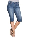 Sheego Damen Große Größen Caprijeans mit kleinen Seitenschlitzen Freizeitmode sportlich -