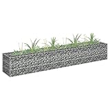 Mengtu Gabione Hochbeet Verzinkter Stahl 180x30x30cm Gabion Körbe Metall Gabion Käfige für Steine Garten Dekor Wand Trennwand Set