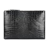 Meliyya Damen Clutch Kroko-Imitation Umschlag Handtasche Herrenhandtasche Kosmetiktaschen Geldbörse mit Reißverschluss, Schwarz