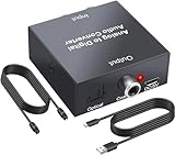PROZOR Analog zu Digital Audio Konverter R/L RCA 3,5 mm AUX zu Digital Koaxial Toslink Optischer Audiowandler Konverter mit optischem Kabel für PS3, PS4, Blu-ray Player, HD DVD, AV Amp