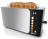 Balter Toaster 4 Scheiben, Touch Bedienung, Langschlitz, Edelstahl, Brötchenaufsatz, LCD Display Langschlitztoaster, Auftaufunktion, Brotzentrierung, TS-44