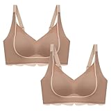 Necalisi still BH Khaki (2pcs) Damen Spaghetti Sport BH Gekreuzt Rücken Croptop Ohne Bügel Abnehmbare Gepolstert Yoga Bra Push up Bra 85C
