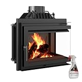 KRATKI Kamineinsatz Simple – 8 kW Eck-Kamin mit seitlicher Verglasung, Türanschlag Links/rechts, Holzofen, Energieeffizienzklasse A - 70,1 x 60 x 36 cm Kaminreiniger | Kaminreiniger