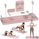 ExeractFit Pilates Board 2025 Upgraded Faltbarer Pilate Reformer Maschine Set für Zuhause Multifunktional Bauchtrainer Automatischer Rückprall Home Workout Equipment(Rosa)